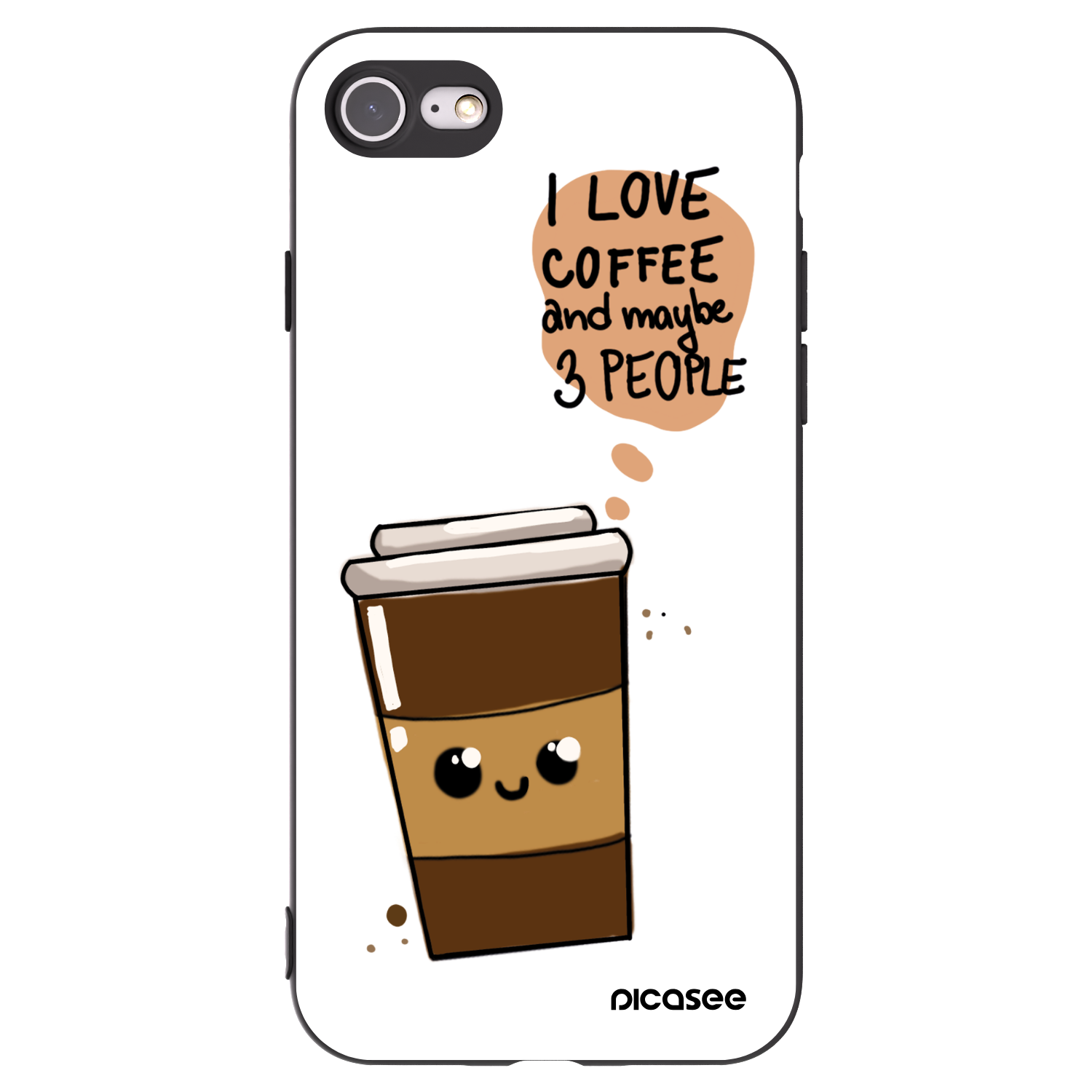 Picasee Apple iPhone SE 2020 Hülle - Schwarzes Silikon - Cute coffee