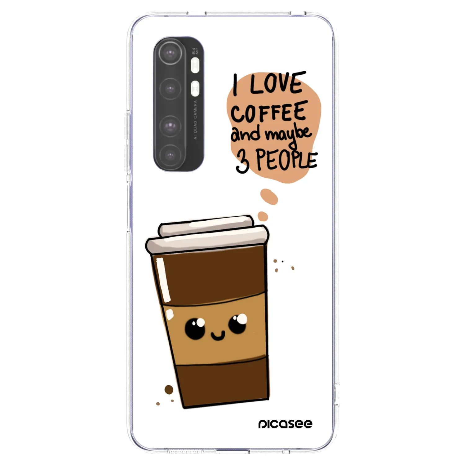 Picasee Xiaomi Mi Note 10 Lite Hülle - Transparentes Silikon - Cute coffee