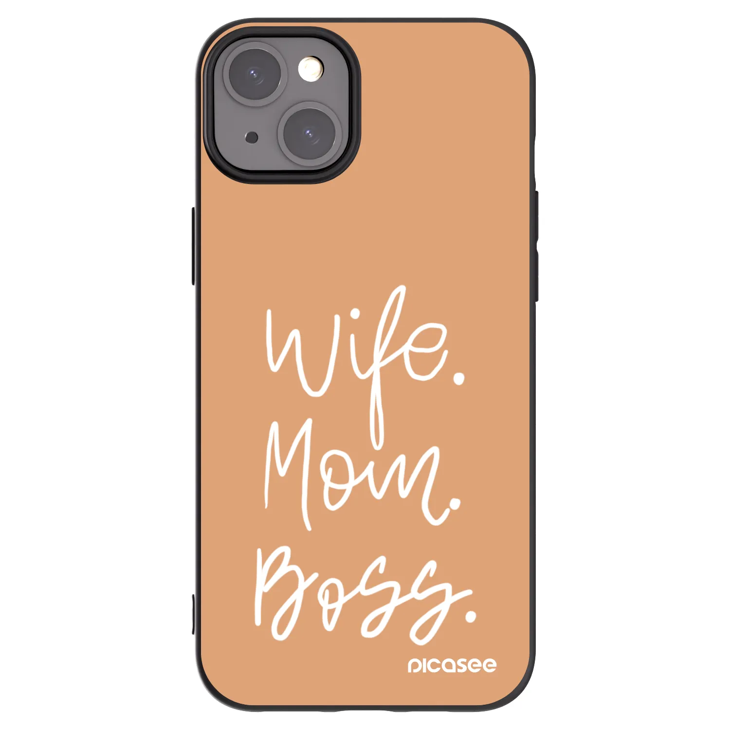 Picasee Apple iPhone 15 Plus Hülle - Schwarzes Silikon - Boss Mama
