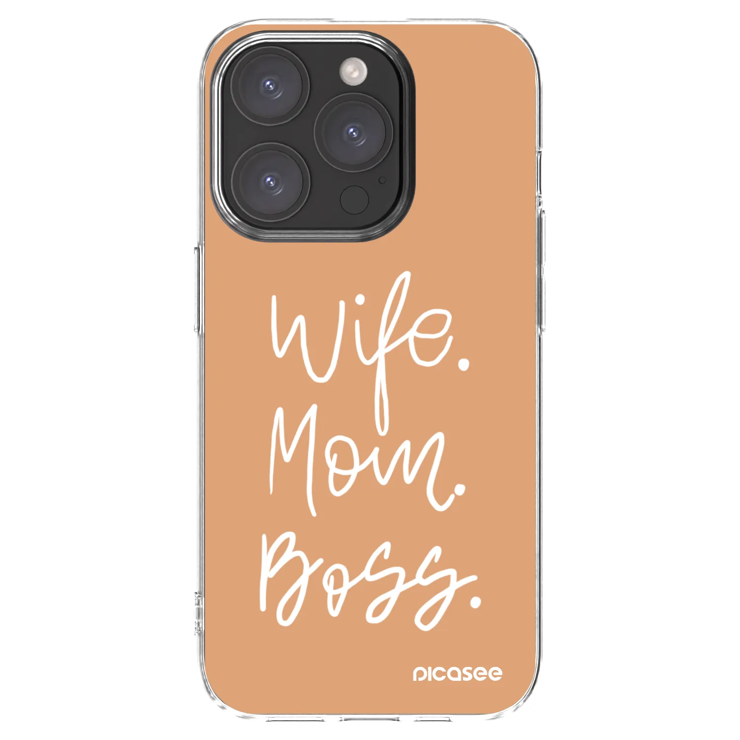 Picasee Apple iPhone 15 Pro Hülle - Transparentes Silikon - Boss Mama