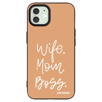Picasee Apple iPhone 12 Hülle - Schwarzes Silikon - Boss Mama