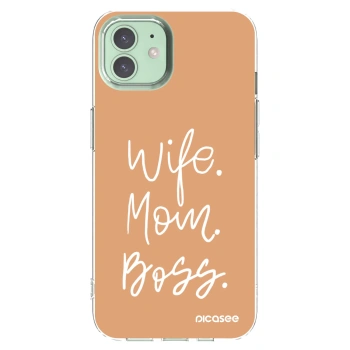 Picasee Apple iPhone 12 Hülle - Transparentes Silikon - Boss Mama
