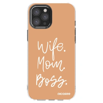 Picasee Apple iPhone 12 Pro Max Hülle - Transparentes Silikon - Boss Mama