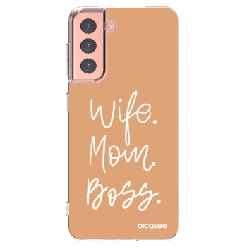 Picasee Samsung Galaxy S21 5G G991B Hülle - Transparentes Silikon - Boss Mama