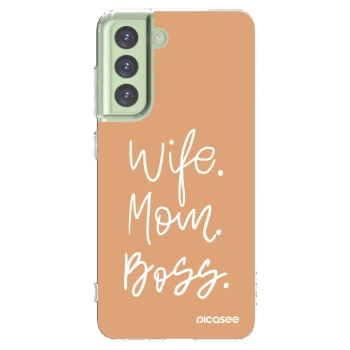 Picasee Samsung Galaxy S21 FE 5G Hülle - Transparentes Silikon - Boss Mama