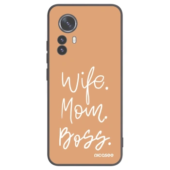 Picasee Xiaomi 12 Pro Hülle - Schwarzes Silikon - Boss Mama
