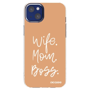 Picasee Apple iPhone 14 Plus Hülle - Transparentes Silikon - Boss Mama