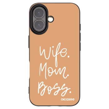 Picasee Apple iPhone 16 Hülle - Schwarzes Silikon - Boss Mama