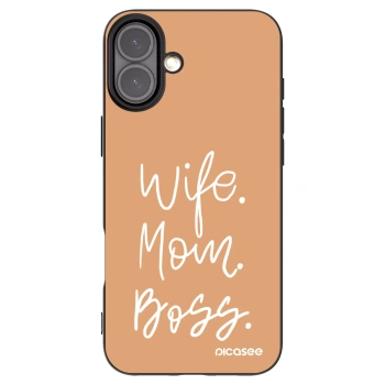 Picasee Apple iPhone 16 Plus Hülle - Schwarzes Silikon - Boss Mama