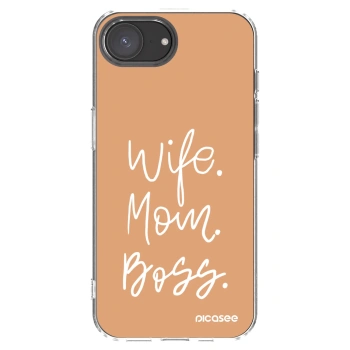 Picasee Apple iPhone 16e Hülle - Transparentes Silikon - Boss Mama