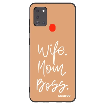 Picasee Samsung Galaxy A21s Hülle - Schwarzes Silikon - Boss Mama