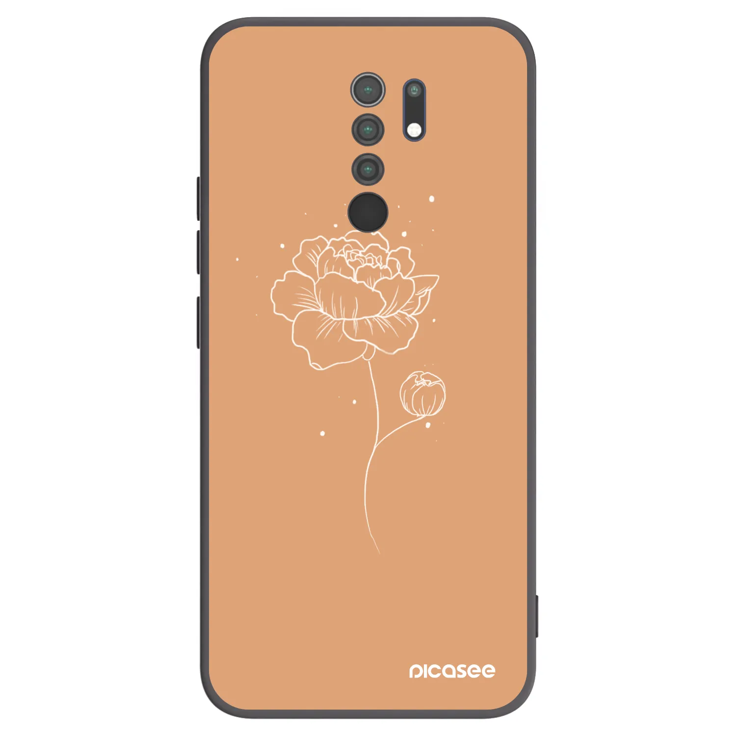 Picasee Xiaomi Redmi 9 Hülle - Schwarzes Silikon - Peonies