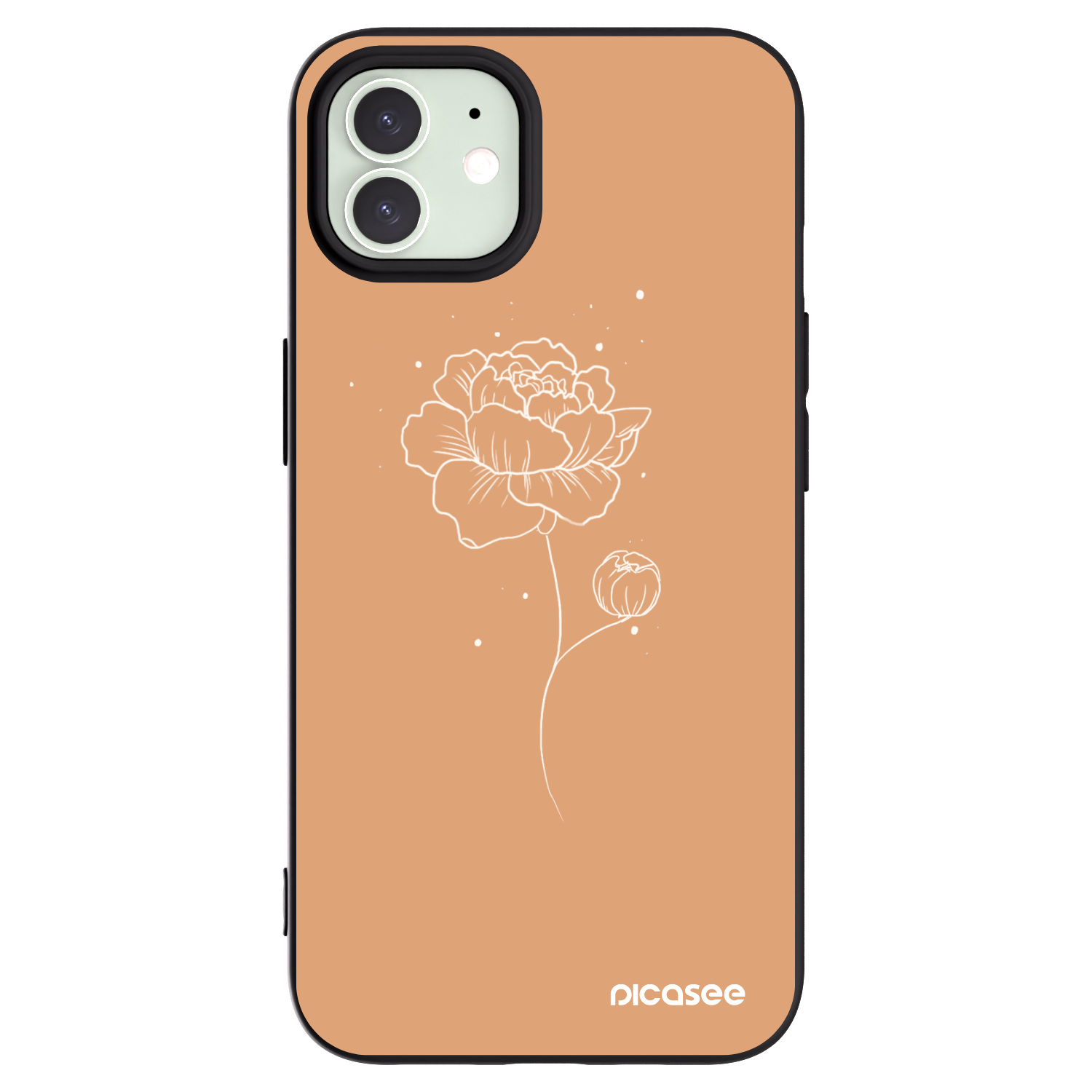 Picasee Apple iPhone 12 Hülle - Schwarzes Silikon - Peonies