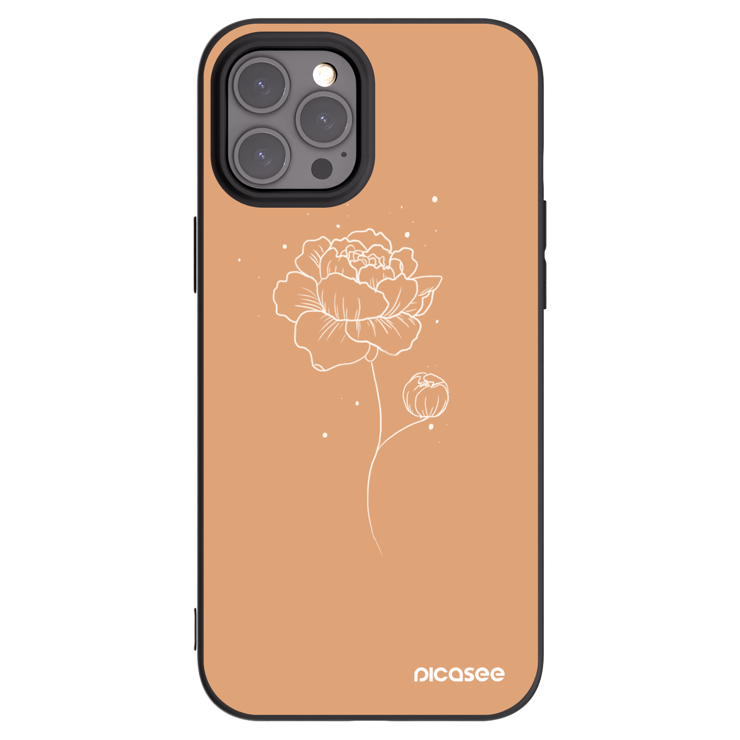 Picasee Apple iPhone 12 Pro Max Hülle - Schwarzes Silikon - Peonies