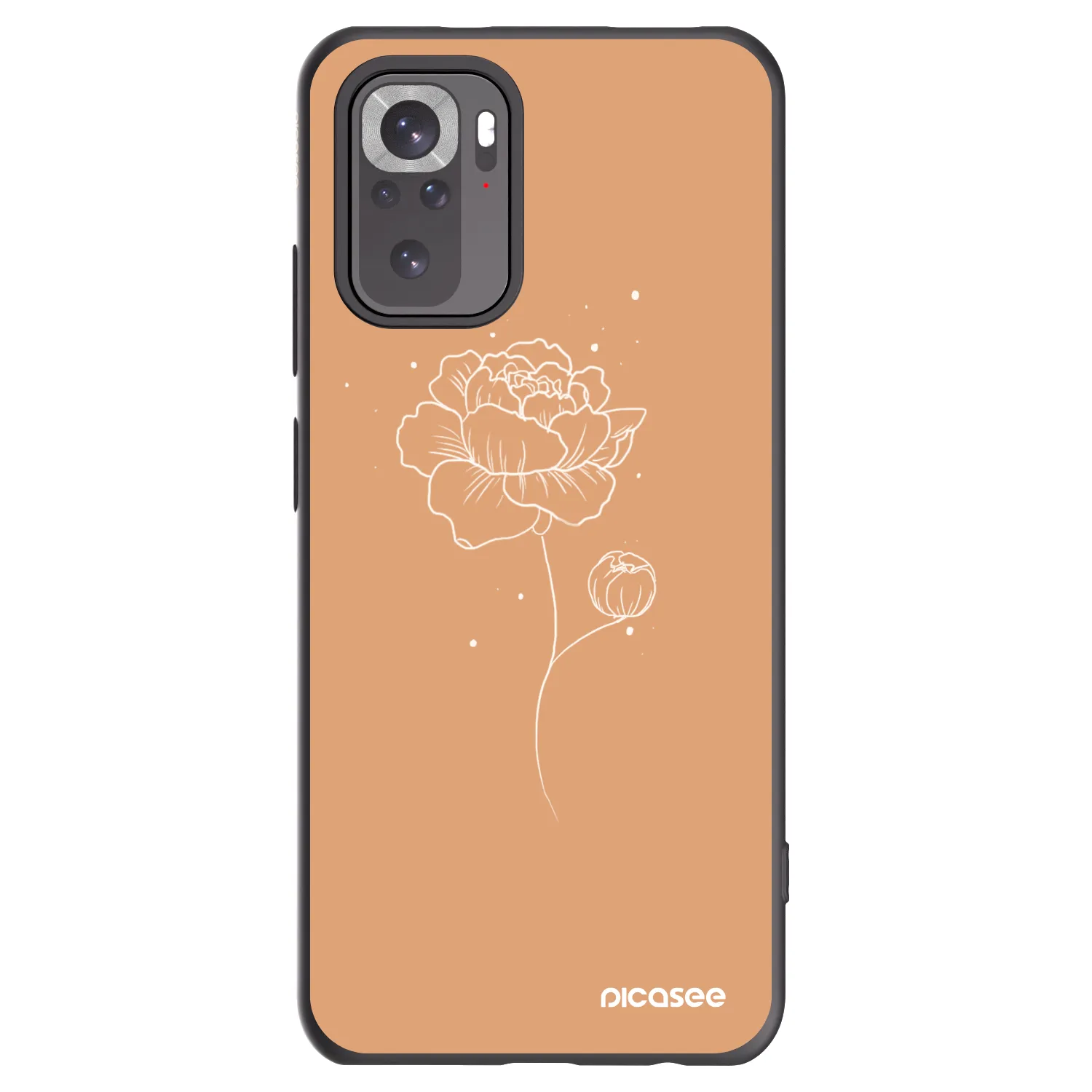 Picasee Xiaomi Redmi Note 10S Hülle - Schwarzes Silikon - Peonies