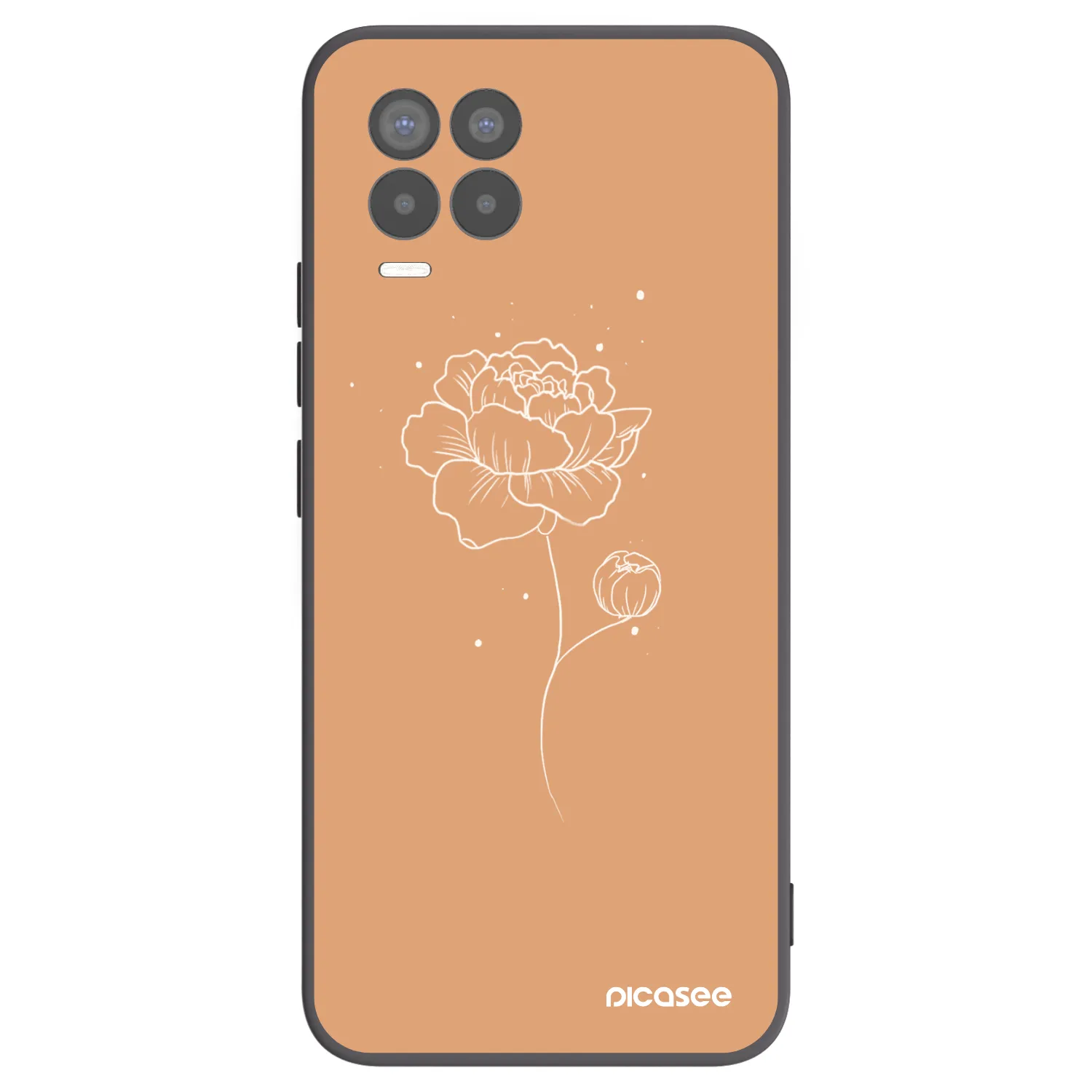 Picasee Realme 8 Pro Hülle - Schwarzes Silikon - Peonies