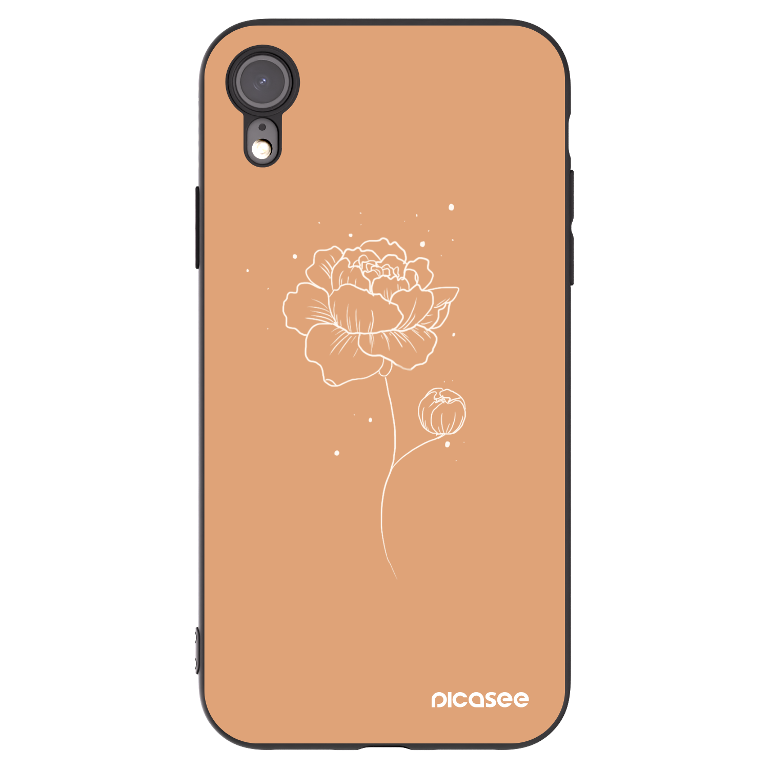 Picasee Apple iPhone XR Hülle - Schwarzes Silikon - Peonies