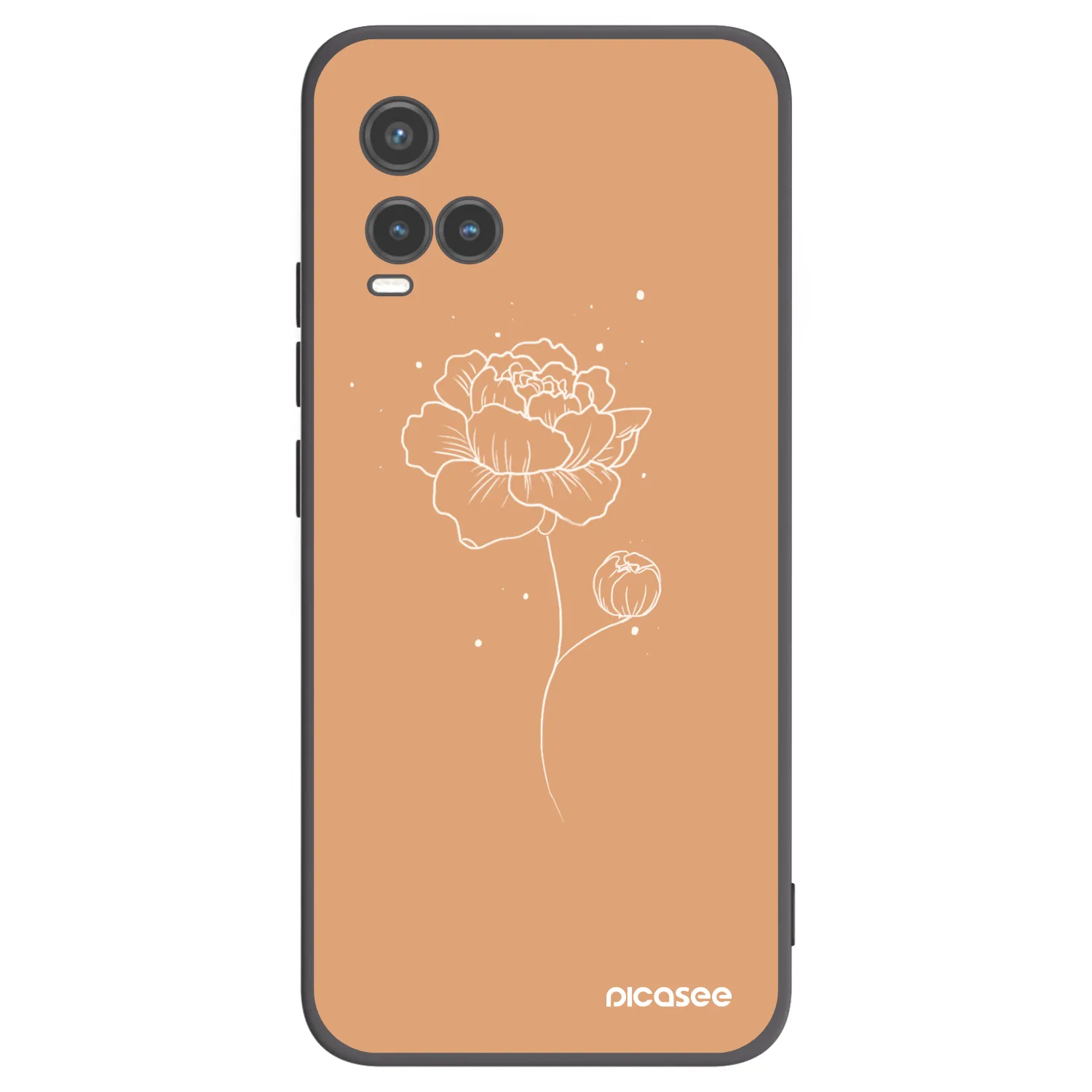 Picasee Vivo Y33s Hülle - Schwarzes Silikon - Peonies