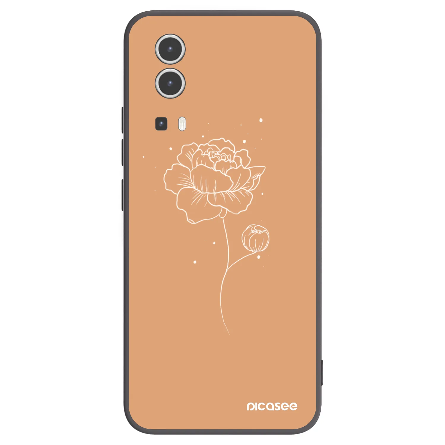 Picasee Vivo Y72 5G Hülle - Schwarzes Silikon - Peonies