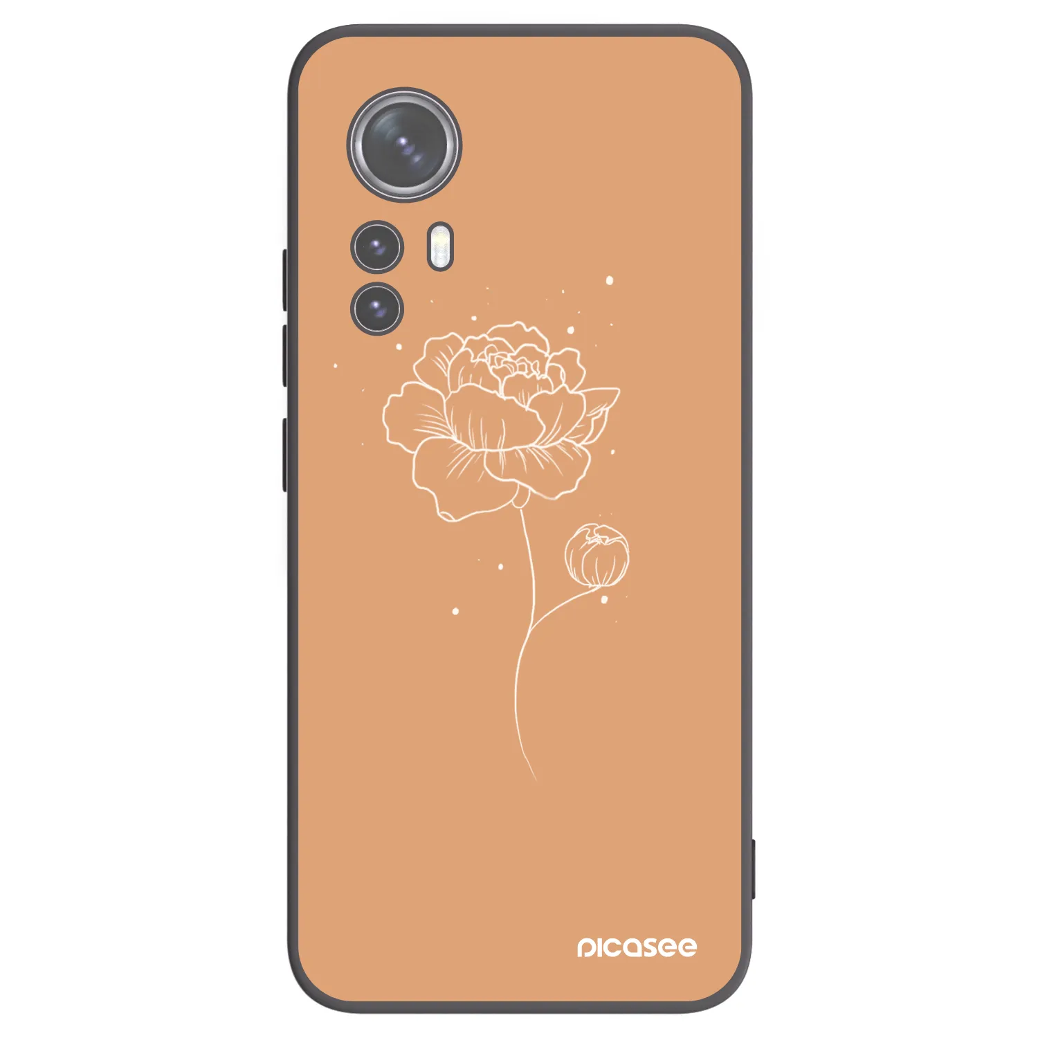 Picasee Xiaomi 12 Hülle - Schwarzes Silikon - Peonies