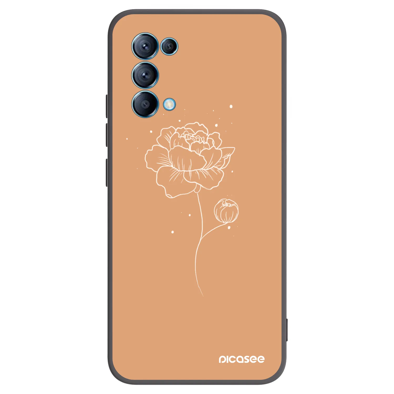 Picasee OPPO Reno 5 5G Hülle - Schwarzes Silikon - Peonies