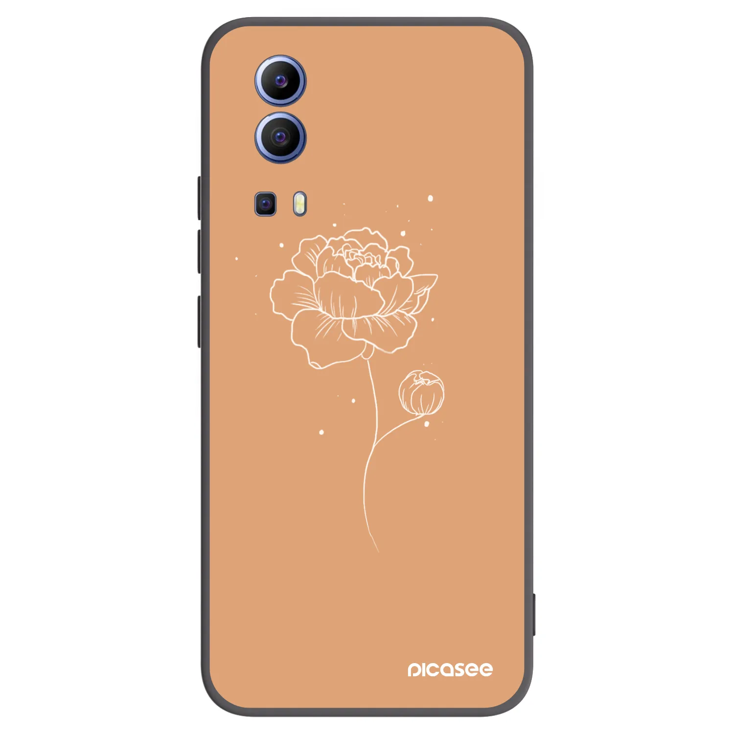 Picasee Vivo Y52 5G Hülle - Schwarzes Silikon - Peonies