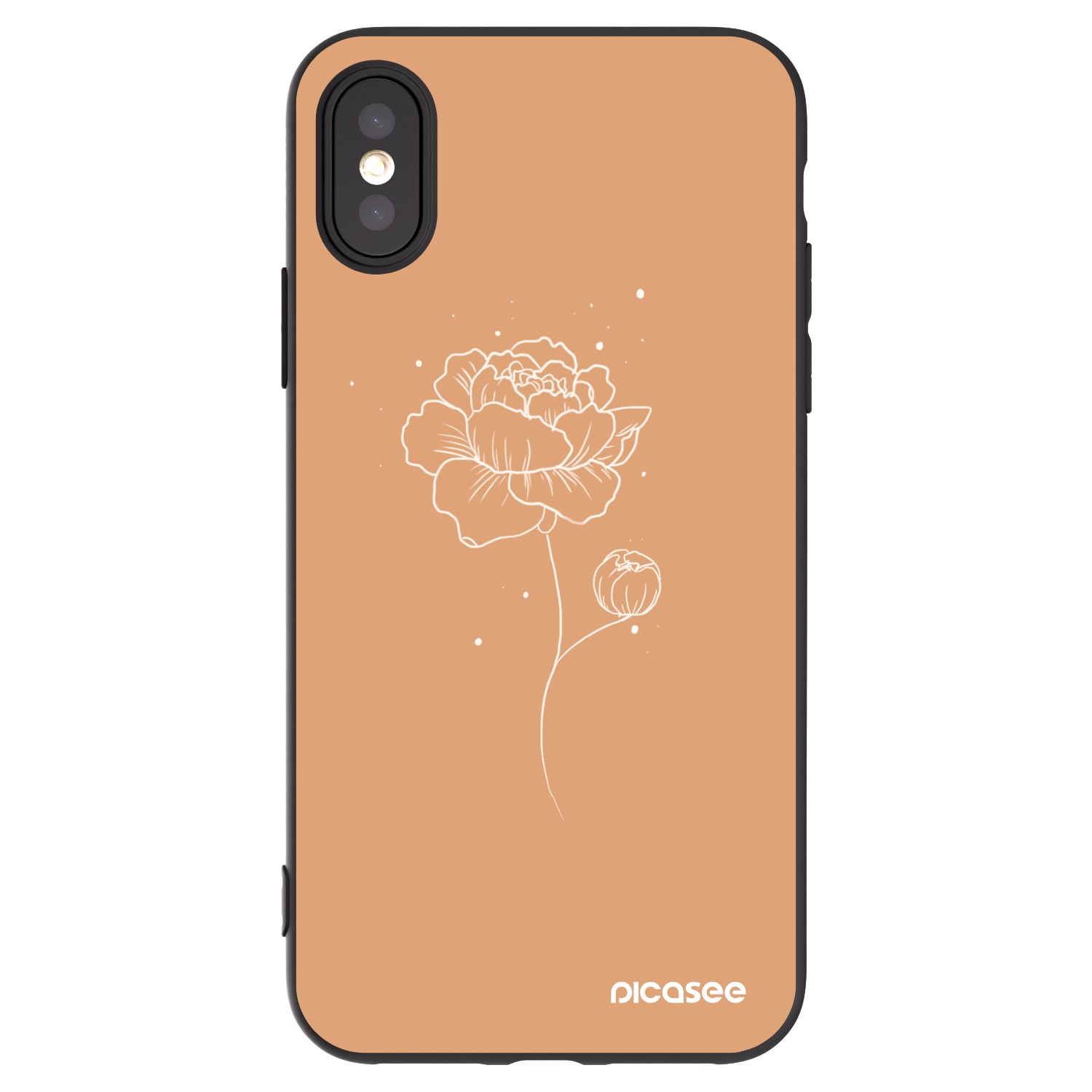 Picasee Apple iPhone X/XS Hülle - Schwarzes Silikon - Peonies