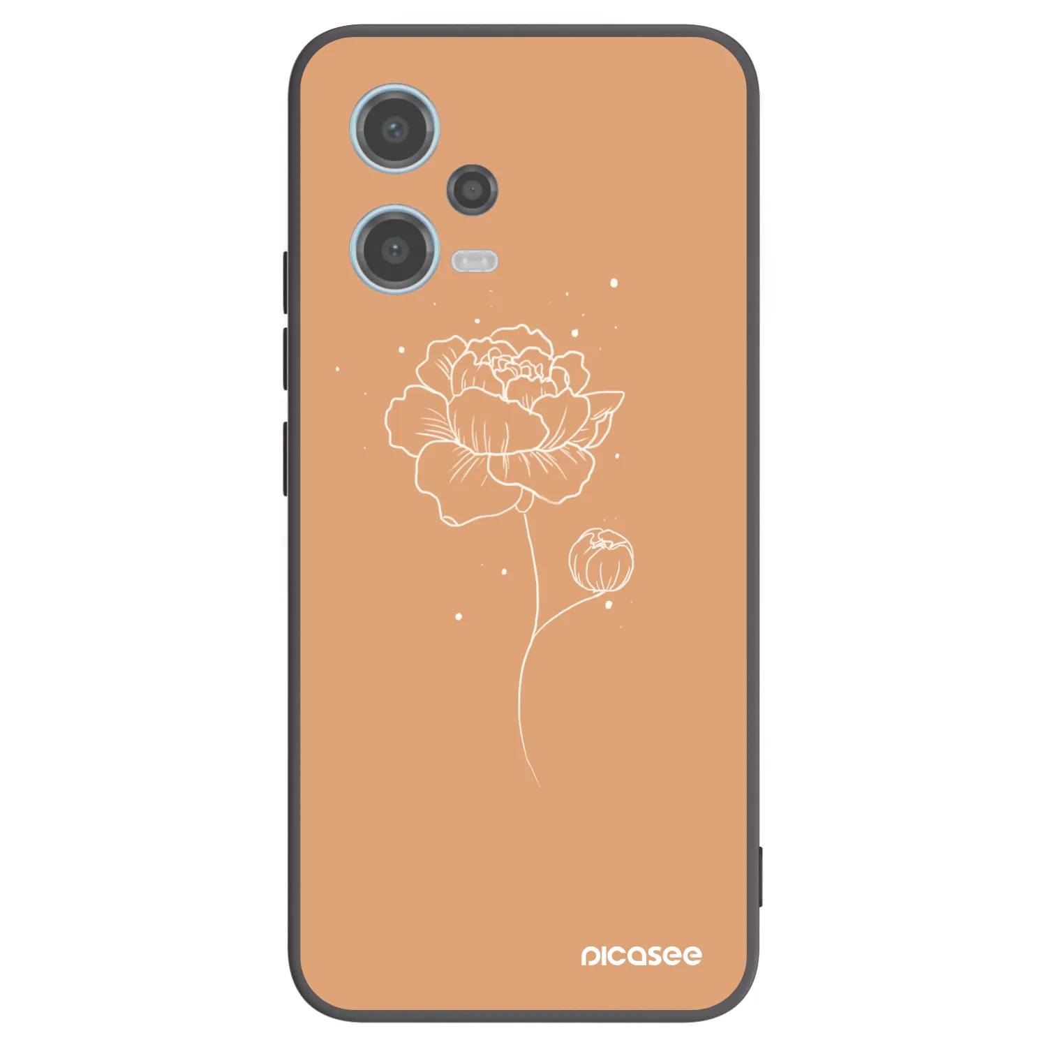 Picasee Xiaomi Redmi Note 12 5G Hülle - Schwarzes Silikon - Peonies