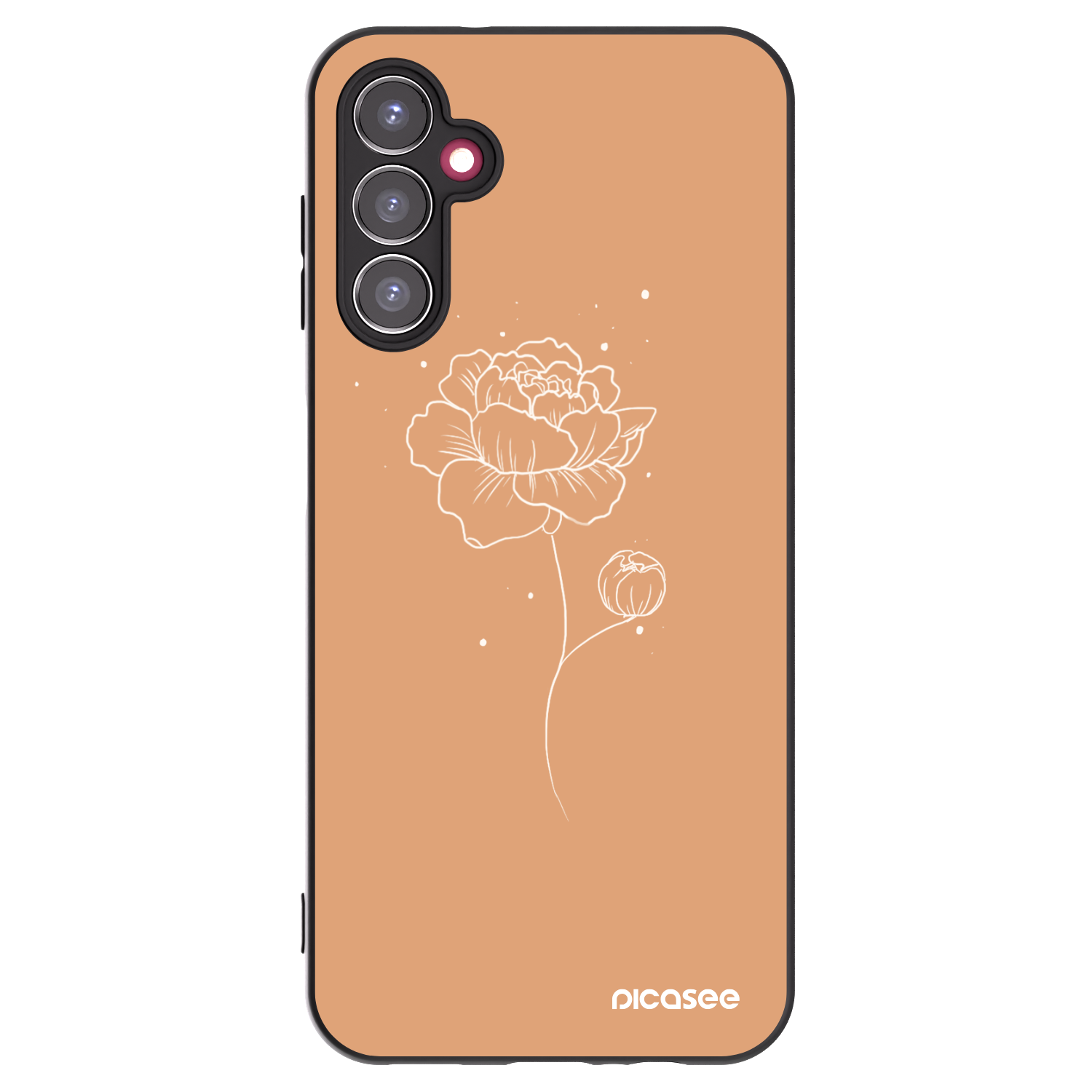 Picasee Samsung Galaxy A14 4G A145R Hülle - Schwarzes Silikon - Peonies