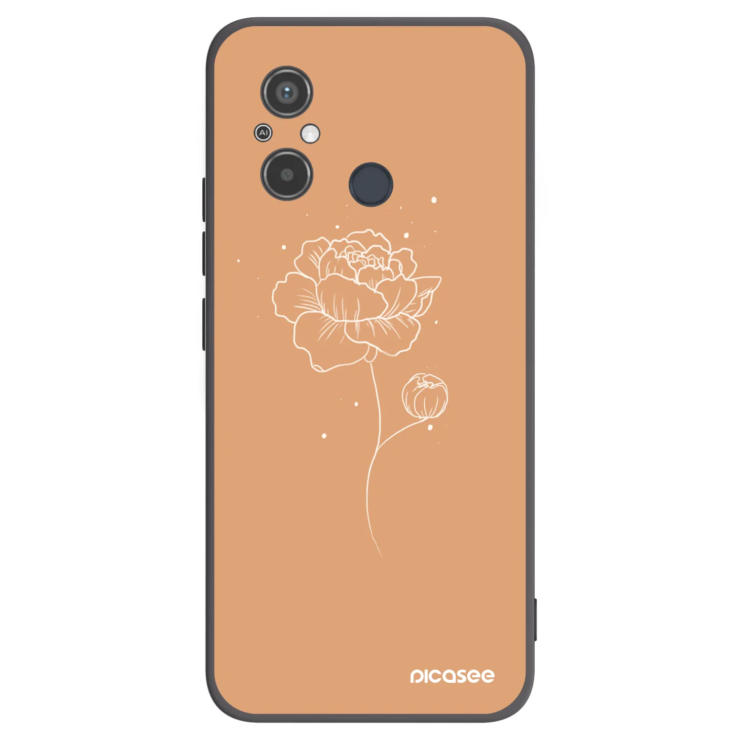 Picasee Xiaomi Redmi 12C Hülle - Schwarzes Silikon - Peonies