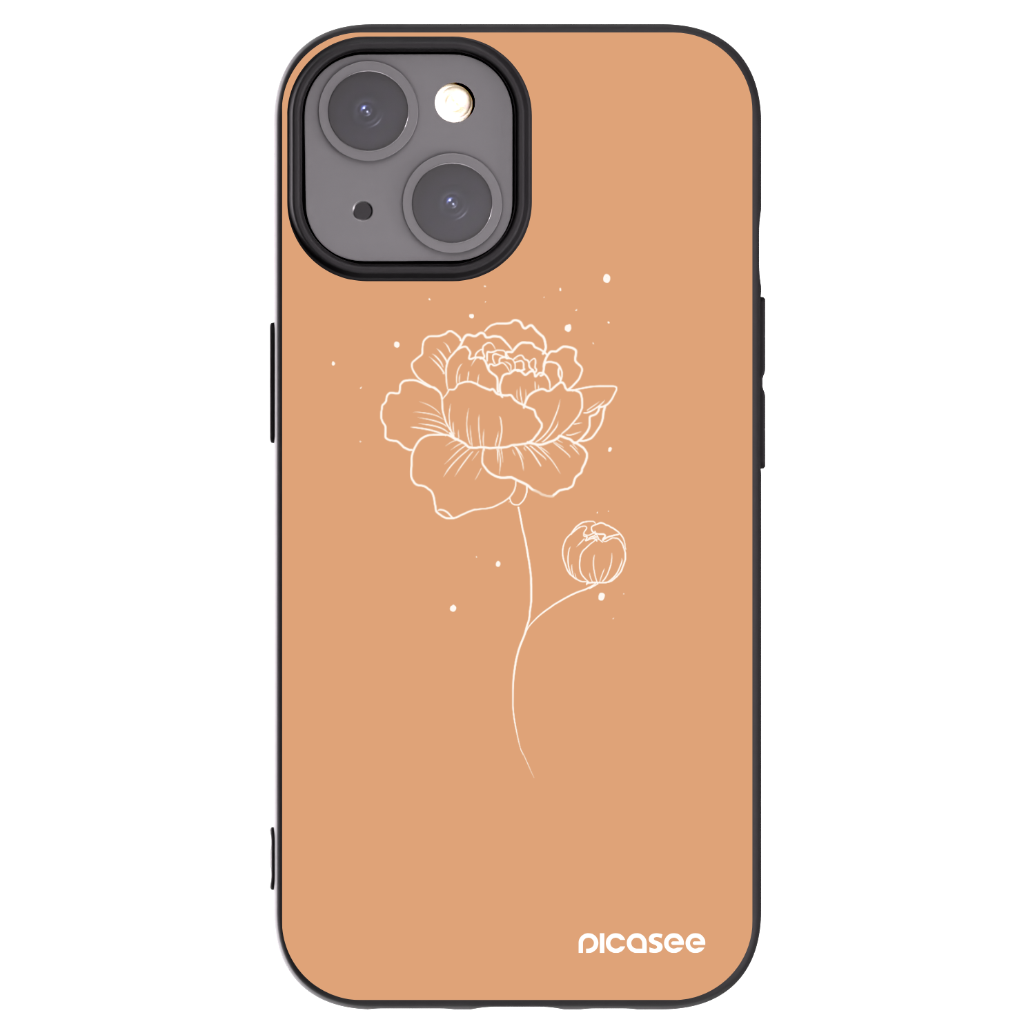Picasee Apple iPhone 15 Hülle - Schwarzes Silikon - Peonies