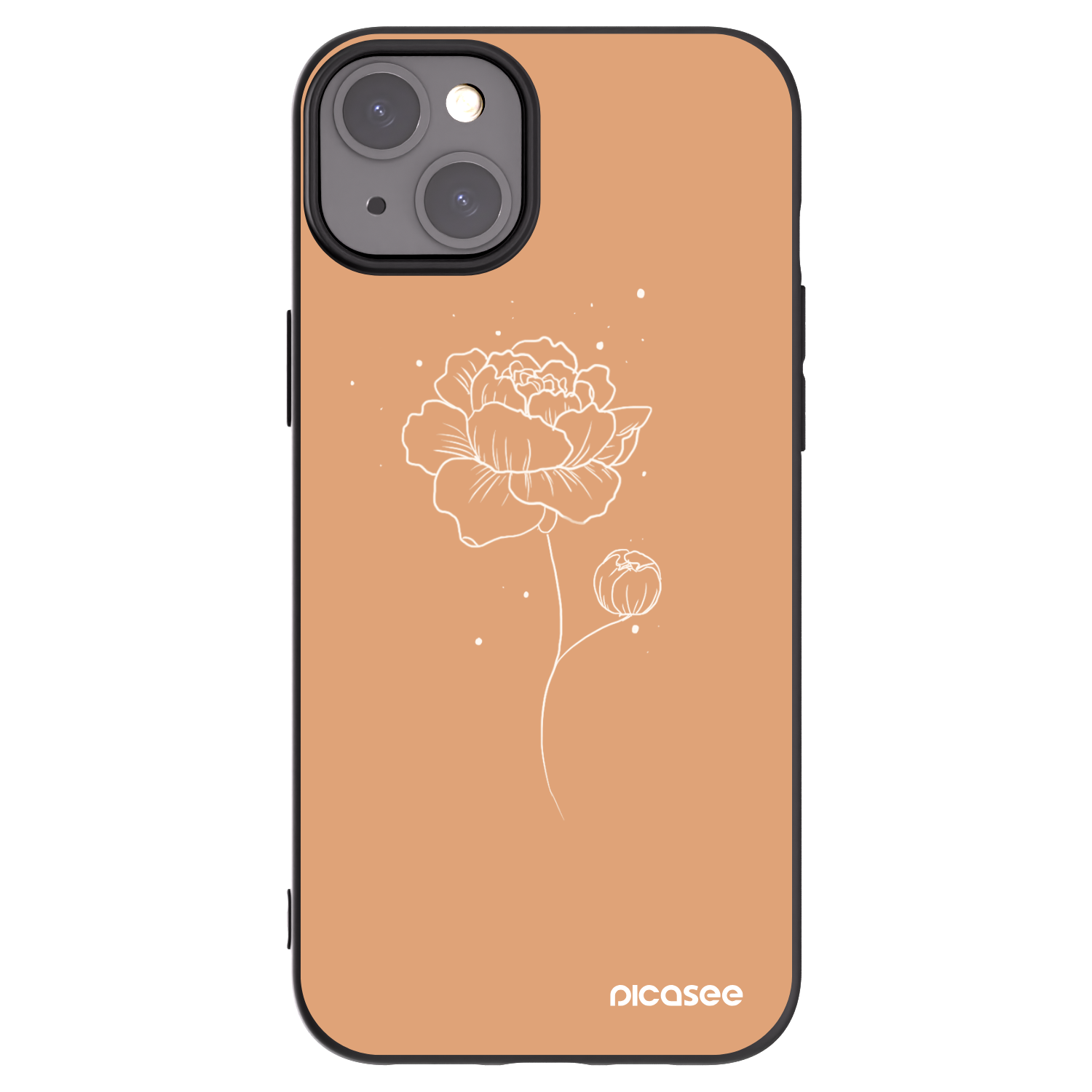 Picasee Apple iPhone 15 Plus Hülle - Schwarzes Silikon - Peonies