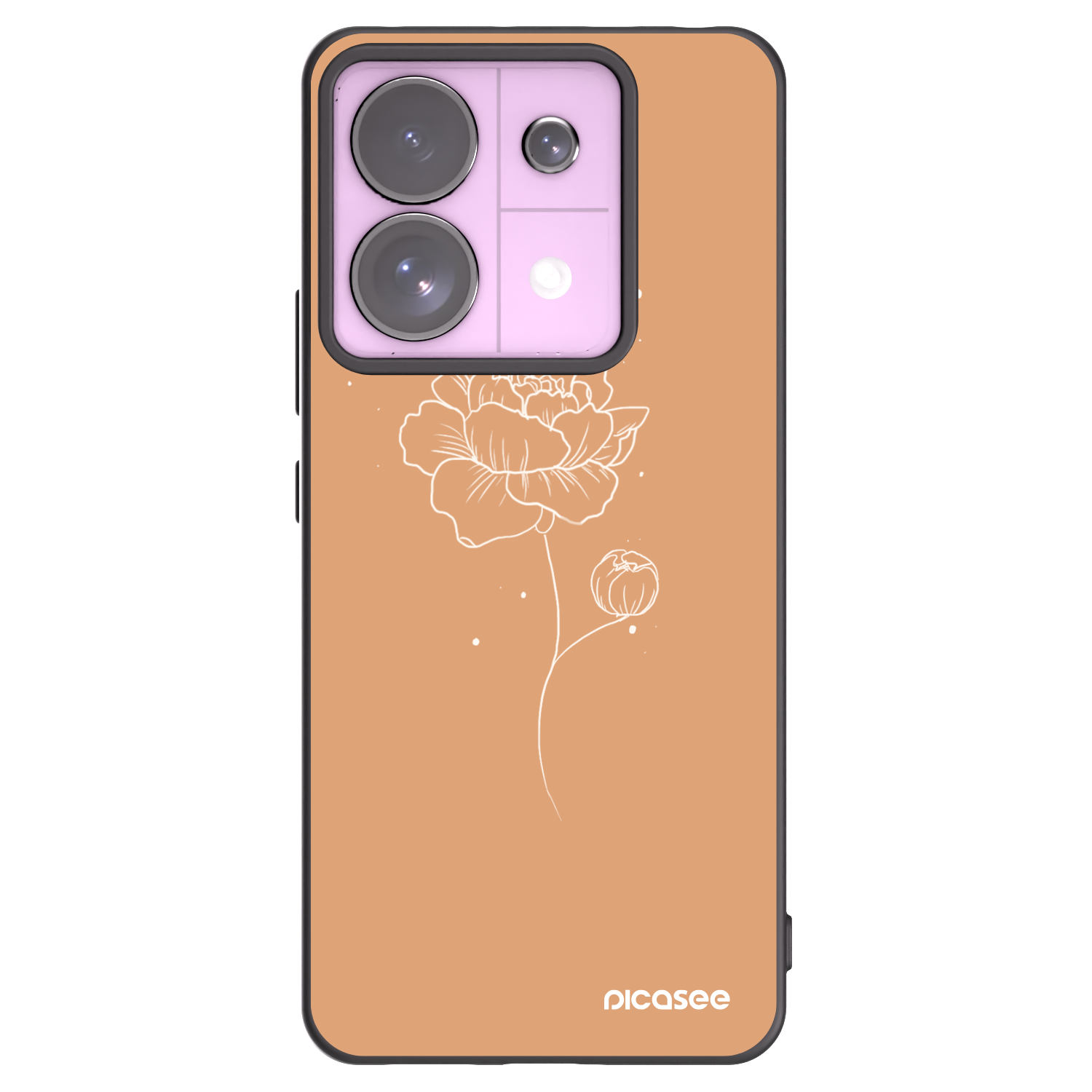 Picasee Xiaomi Redmi Note 13 Pro 5G Hülle - Schwarzes Silikon - Peonies