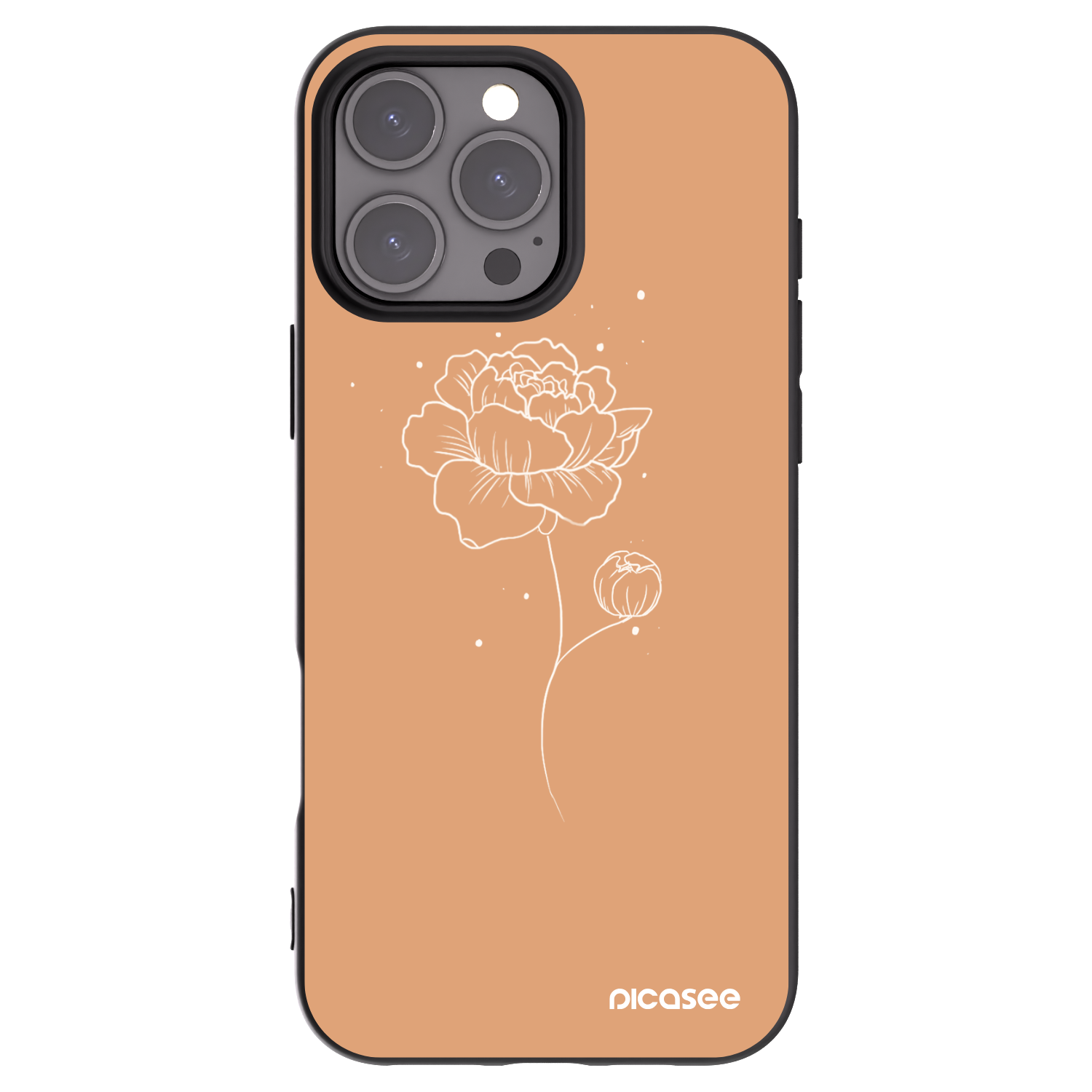 Picasee Apple iPhone 16 Pro Max Hülle - Schwarzes Silikon - Peonies