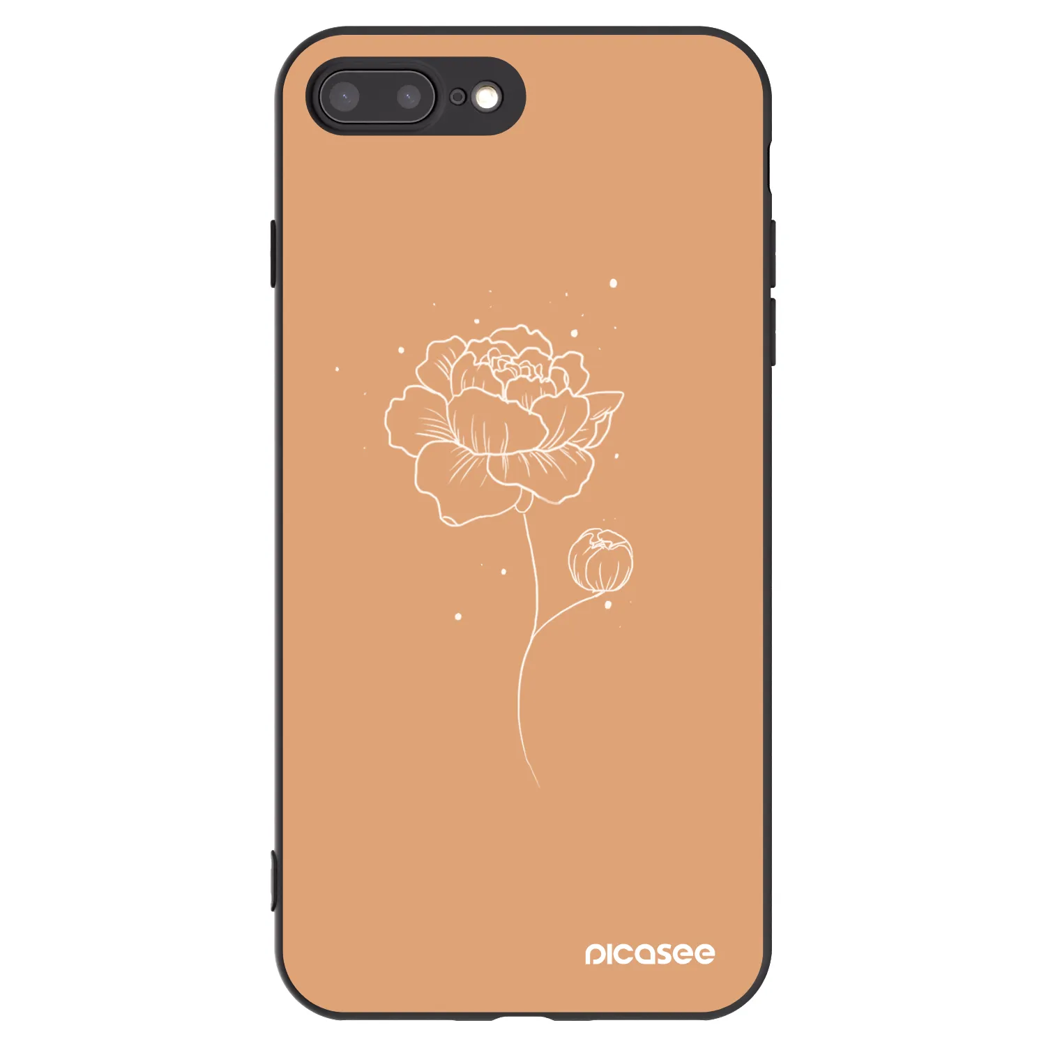 Picasee Apple iPhone 8 Plus Hülle - Schwarzes Silikon - Peonies