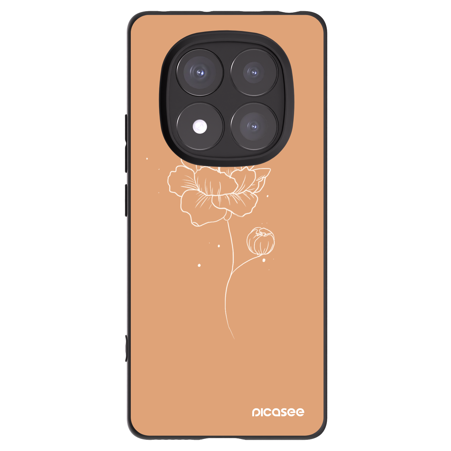 Picasee Xiaomi Redmi Note 14 Pro+ 5G Hülle - Schwarzes Silikon - Peonies