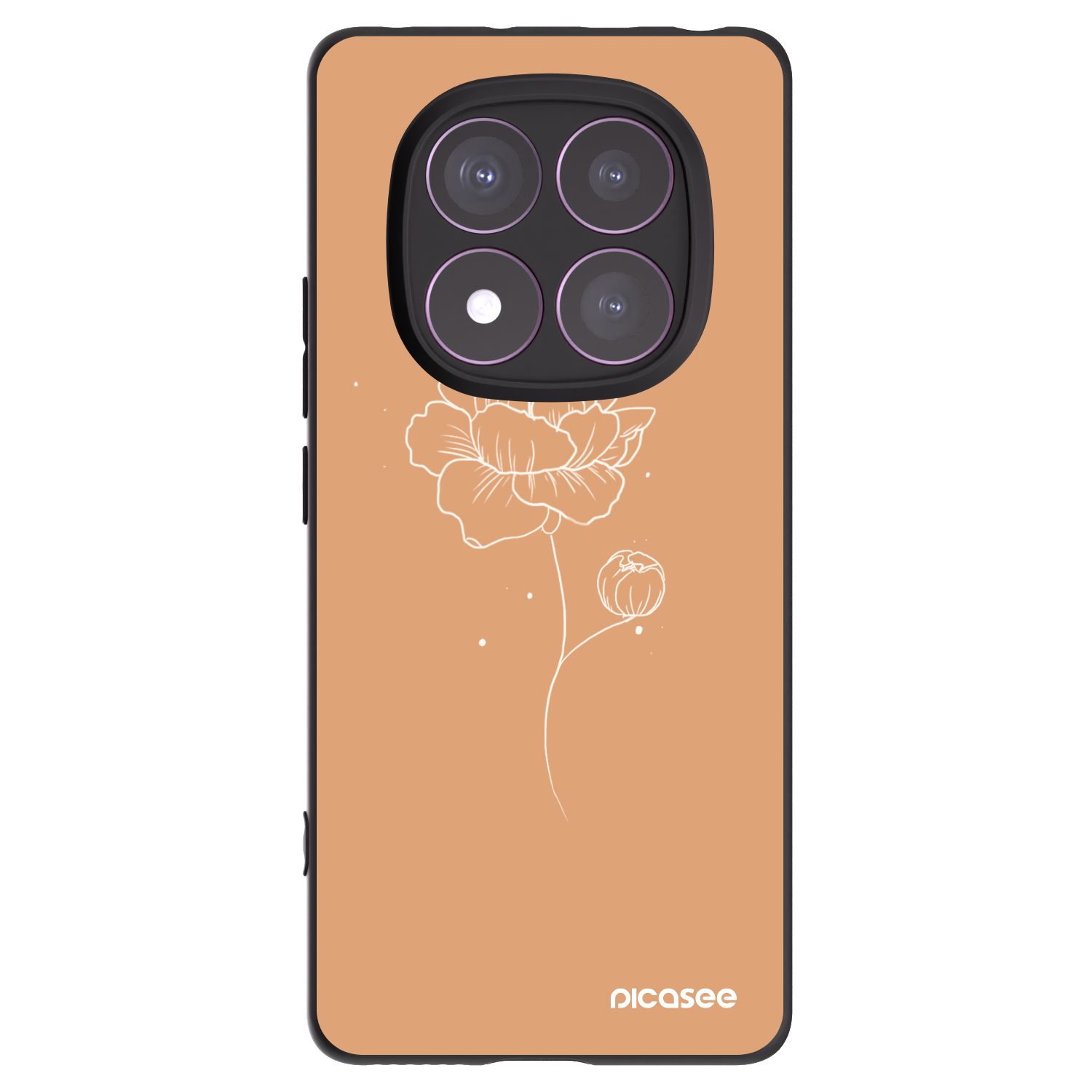 Picasee Xiaomi Redmi Note 14 Pro 4G Hülle - Schwarzes Silikon - Peonies