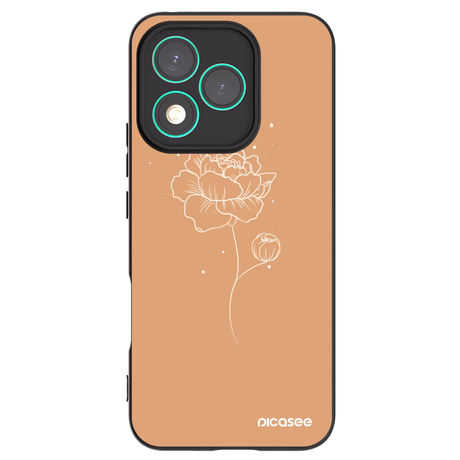Picasee Honor 400 Lite 5G Hülle - Schwarzes Silikon - Peonies
