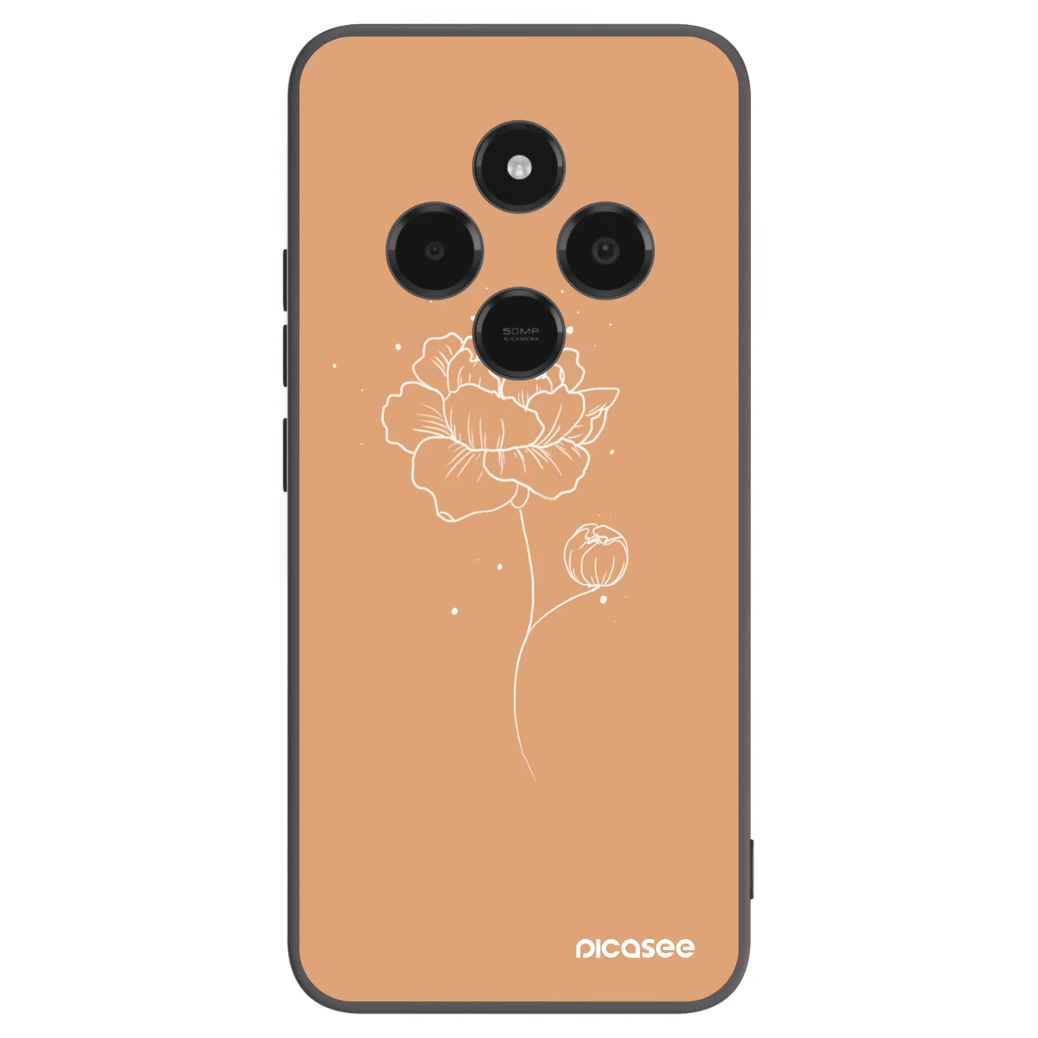Picasee Xiaomi Poco C75 Hülle - Schwarzes Silikon - Peonies