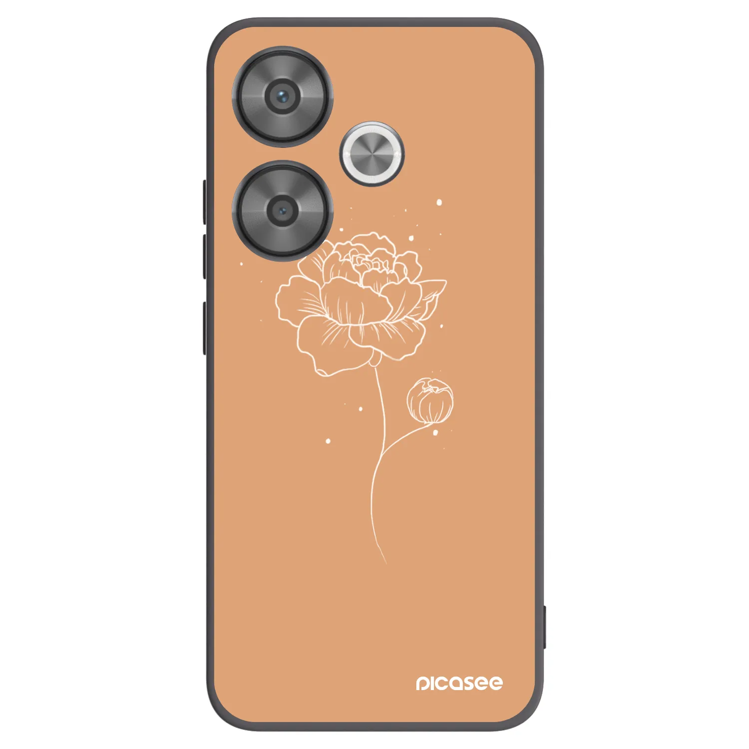 Picasee Xiaomi Poco F6 Hülle - Schwarzes Silikon - Peonies