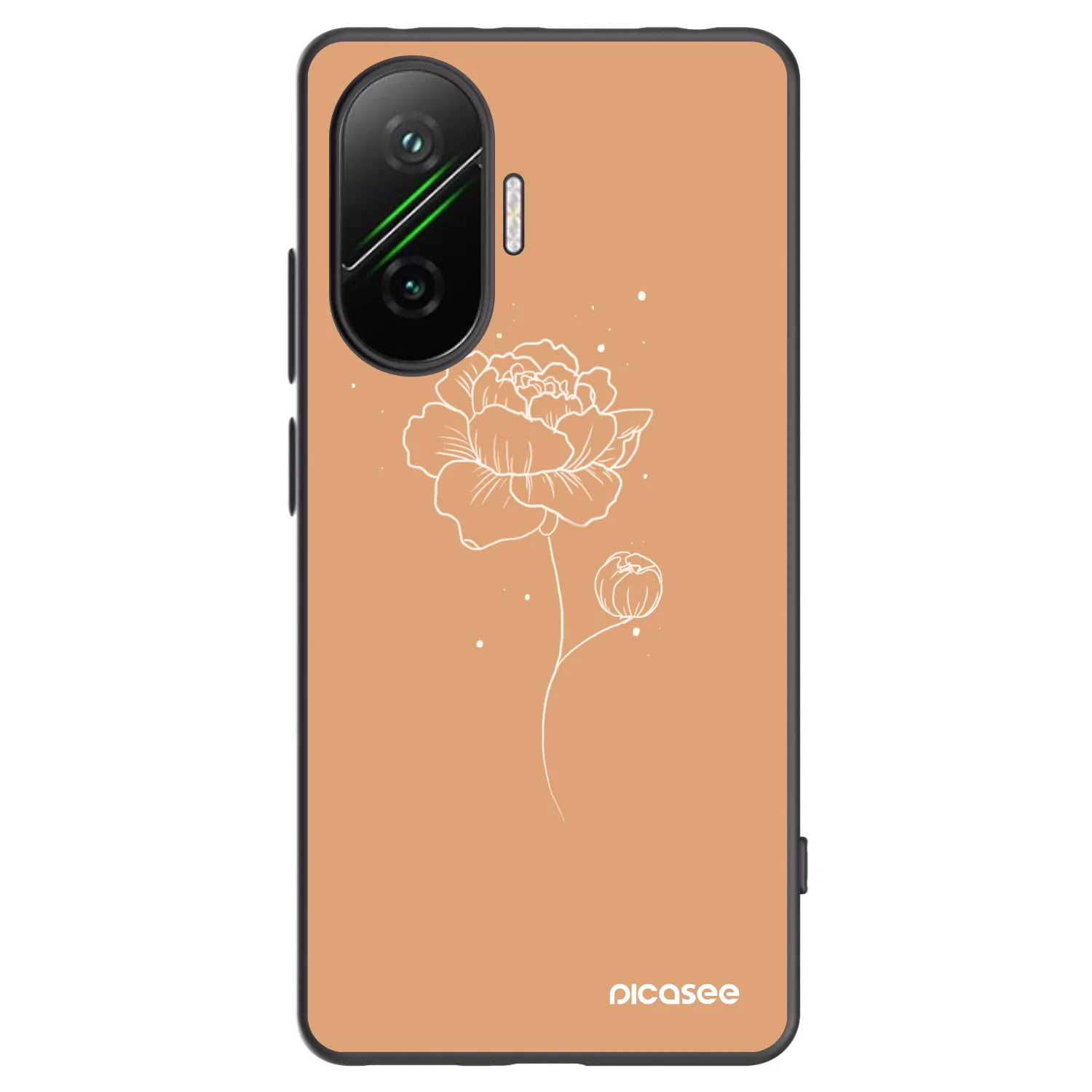 Picasee Xiaomi Poco F7 5G Hülle - Schwarzes Silikon - Peonies