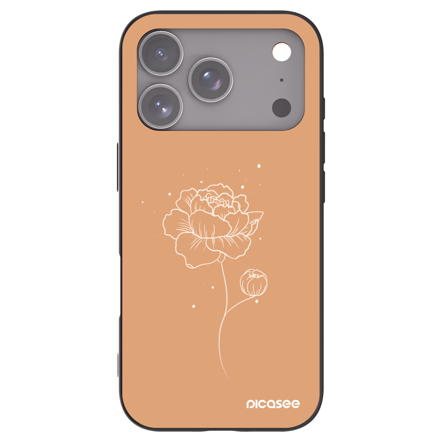 Picasee Apple iPhone 17 Pro Hülle - Schwarzes Silikon - Peonies