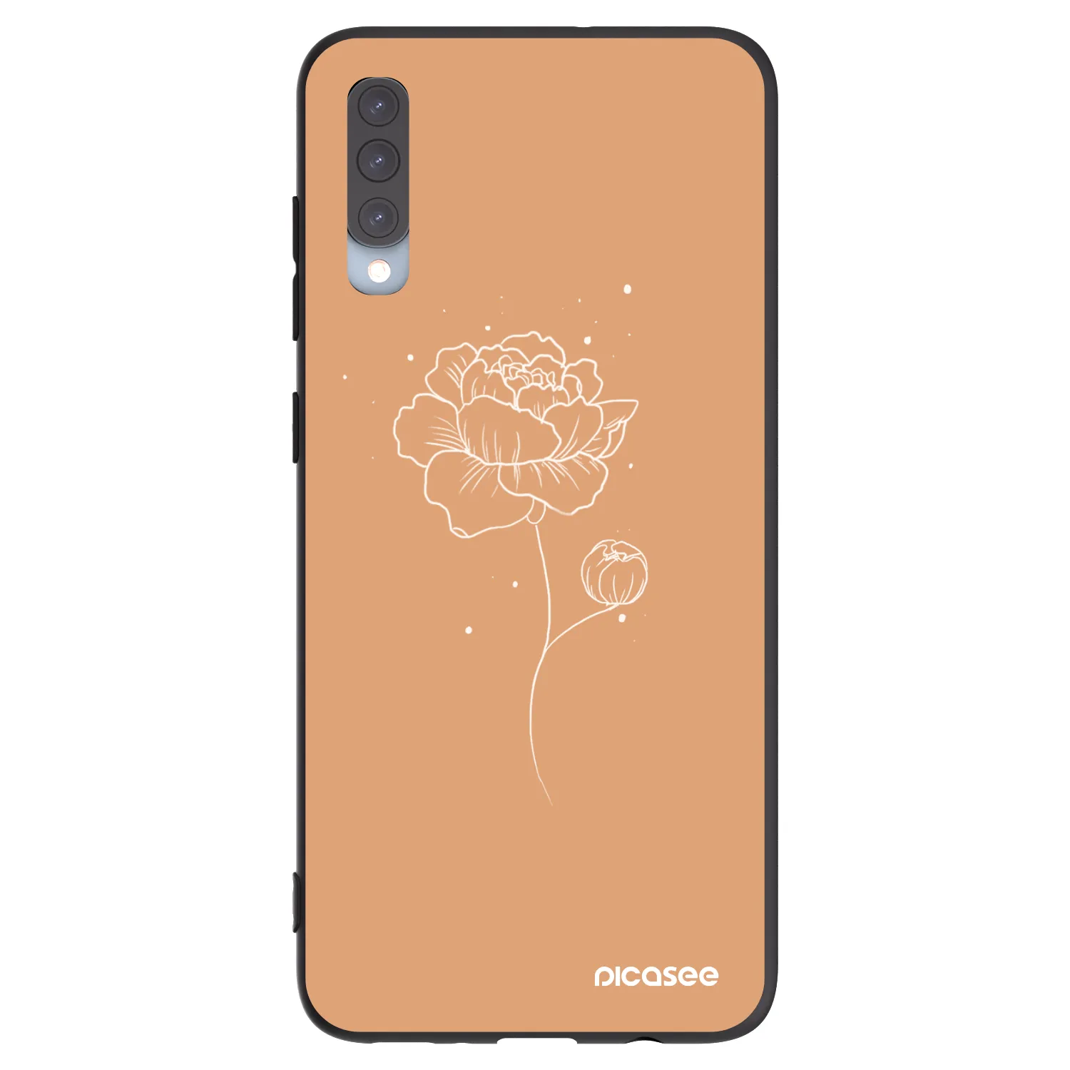 Picasee Samsung Galaxy A70 A705F Hülle - Schwarzes Silikon - Peonies