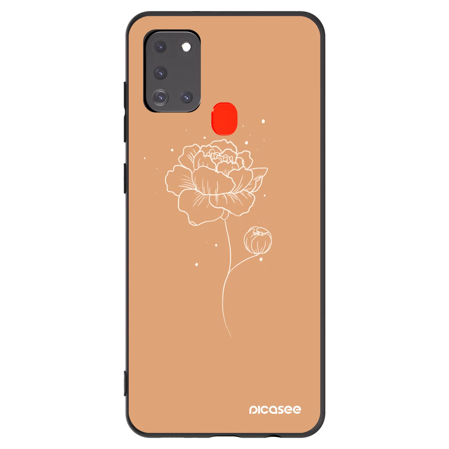 Picasee Samsung Galaxy A21s Hülle - Schwarzes Silikon - Peonies