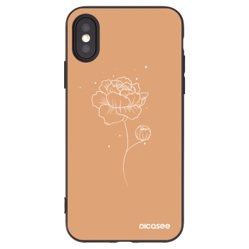 Picasee Apple iPhone X/XS Hülle - Schwarzes Silikon - Peonies