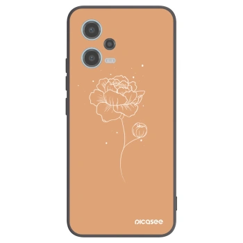 Picasee Xiaomi Redmi Note 12 5G Hülle - Schwarzes Silikon - Peonies