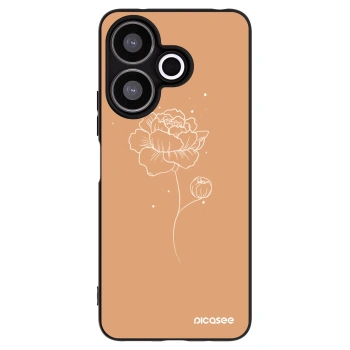 Picasee Xiaomi Redmi 13 4G Hülle - Schwarzes Silikon - Peonies