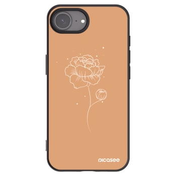 Picasee Apple iPhone 16e Hülle - Schwarzes Silikon - Peonies