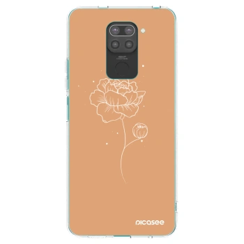 Picasee Xiaomi Redmi Note 9 Hülle - Schwarzes Silikon - Peonies