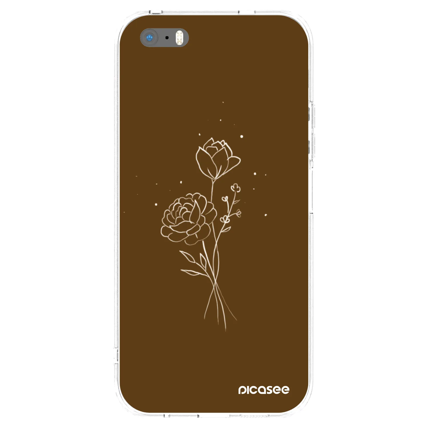 Picasee Apple iPhone 5/5S/SE Hülle - Transparentes Silikon - Brown flowers